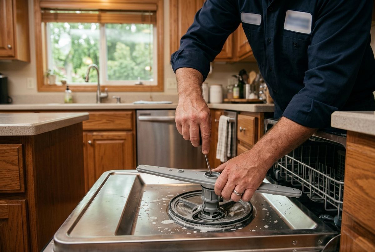 Dishwasher Repair technician at work