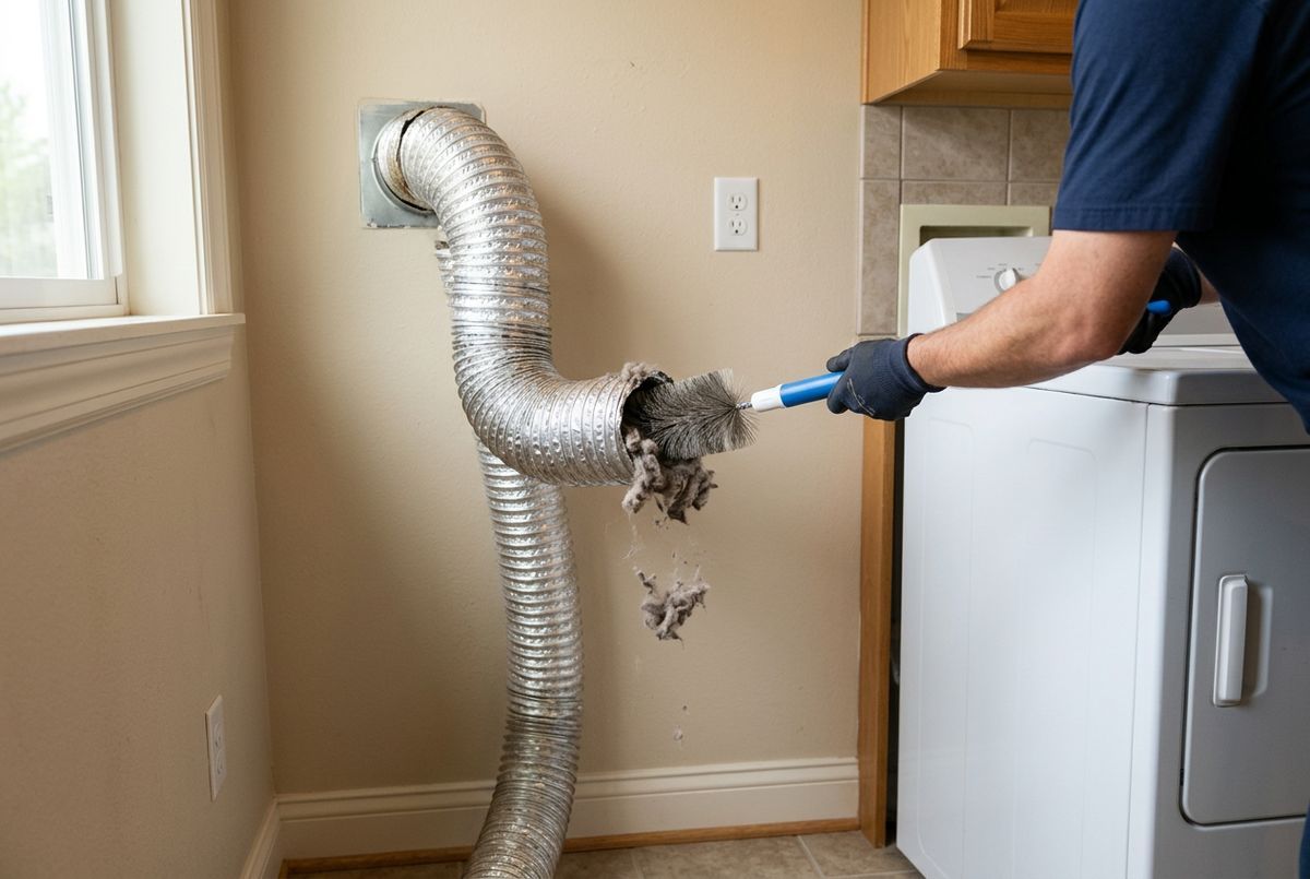 Dryer Vent Cleaning technician at work