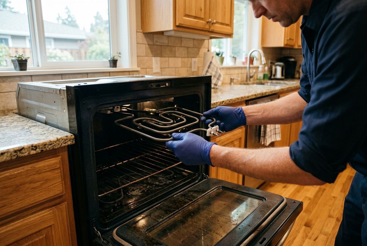 Oven Repair technician at work