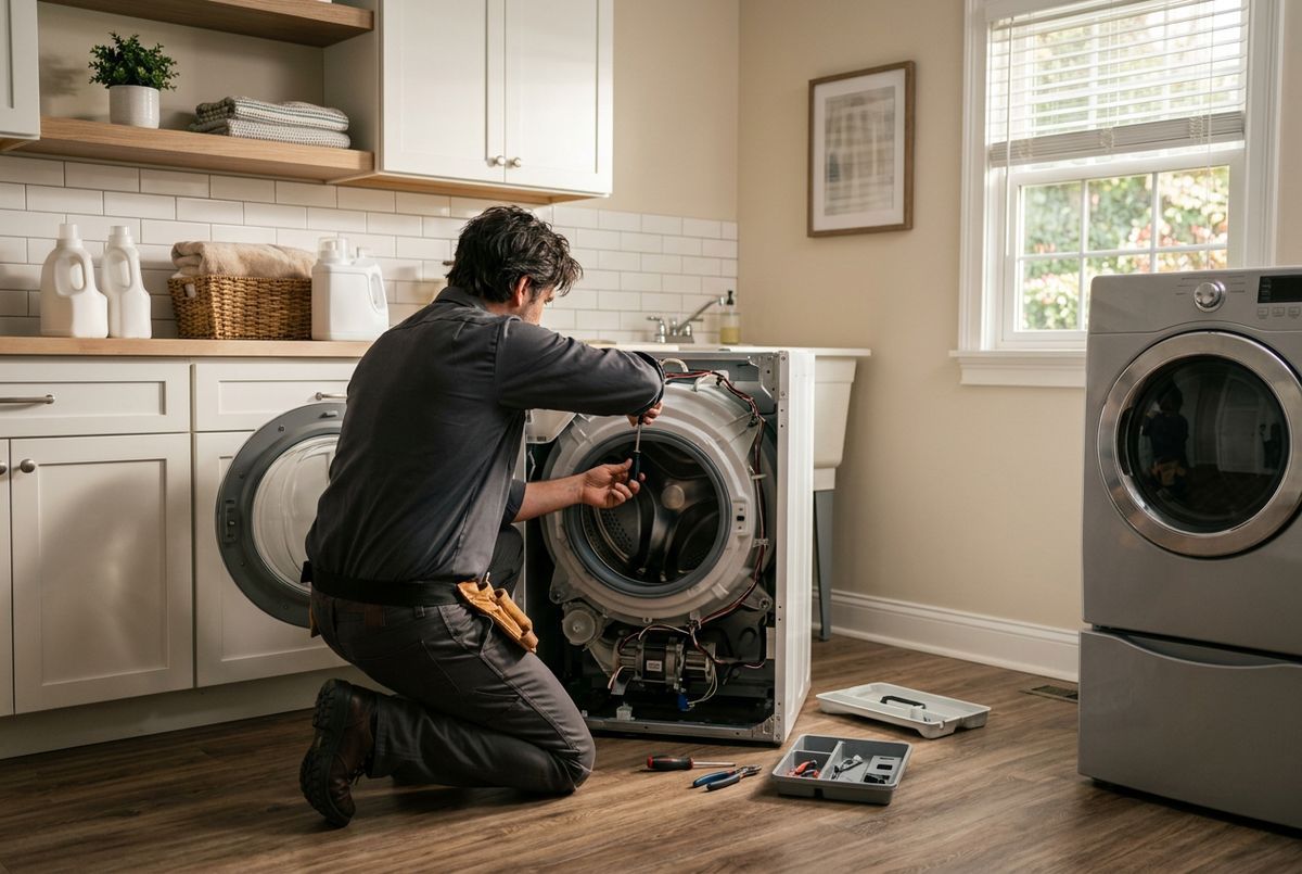 Washer Repair technician at work